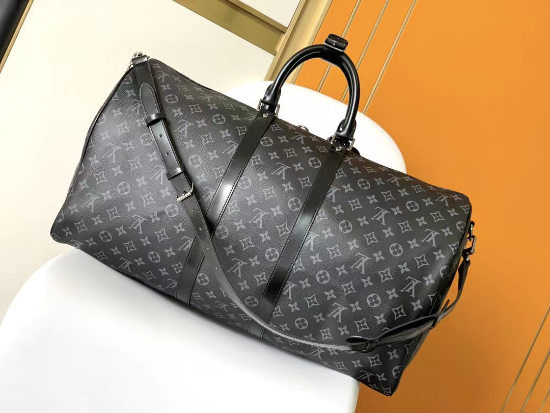 Louis Vuitton Keepall Bandoulière 50 Monogram Eclipse Canvas Travel Bag