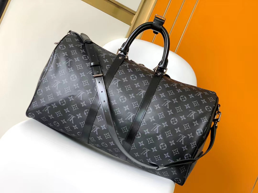 Louis Vuitton Monogram Eclipse Keepall Bandoulière 50 Travel Bag