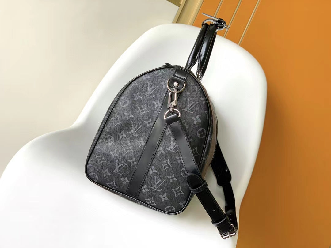 Louis Vuitton Keepall Bandoulière 50 Monogram Eclipse Canvas Duffle Bag