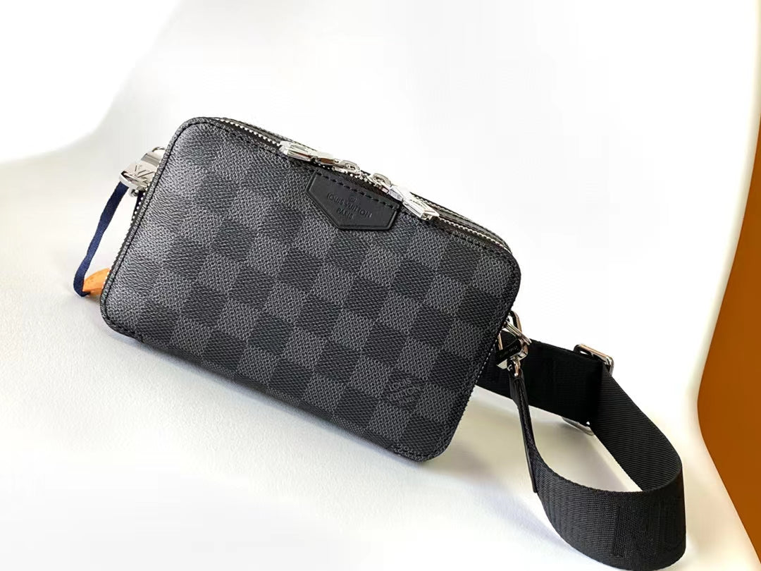 Louis Vuitton Alpha Wearable Wallet Damier Graphite Canvas Black Crossbody Bag