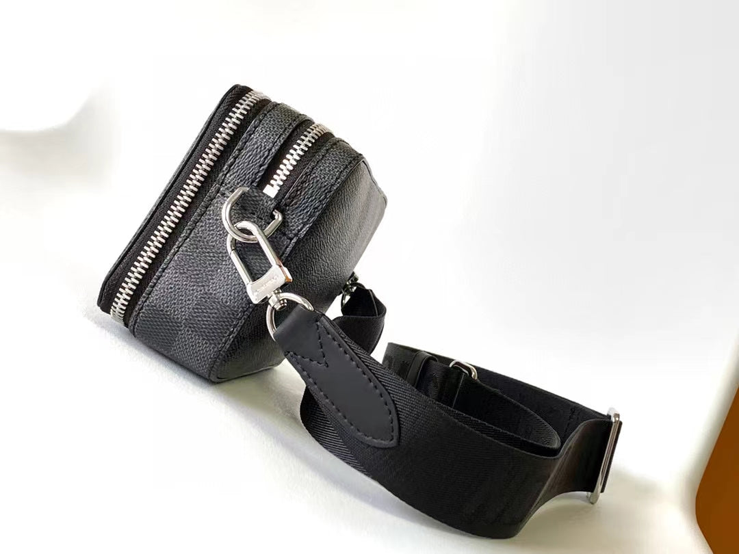 Louis Vuitton Alpha Wearable Wallet Damier Graphite Canvas Black Crossbody Bag