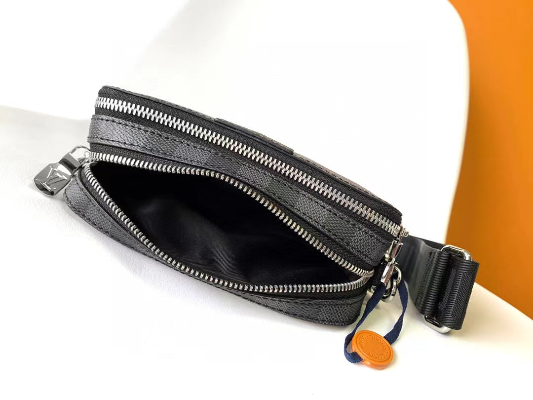 Louis Vuitton Alpha Wearable Wallet Damier Graphite Canvas Black Crossbody Bag
