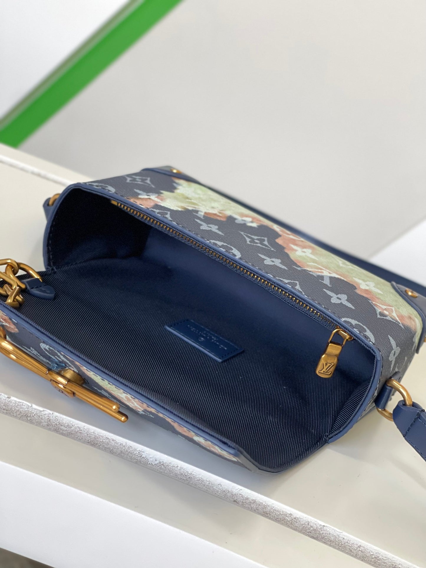 Louis Vuitton Navy Blue Monogram Flap Shoulder Bag with Watercolor Floral Print