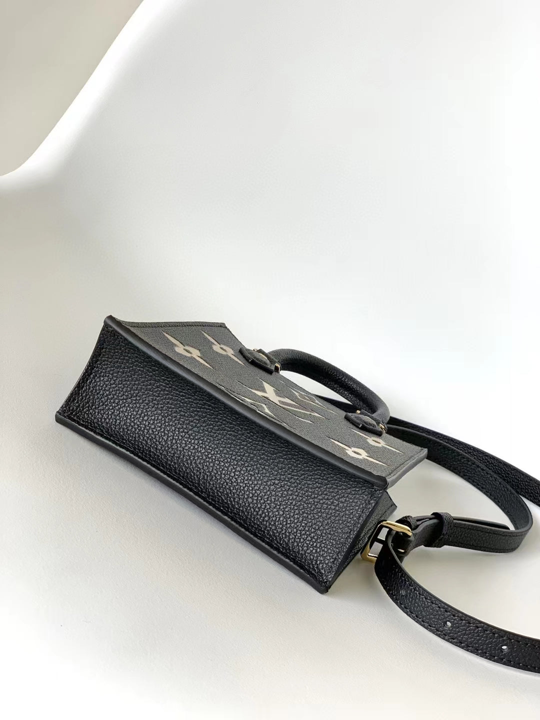 Louis Vuitton Petit Sac Plat Monogram Empreinte Leather Crossbody Bag Black/Beige