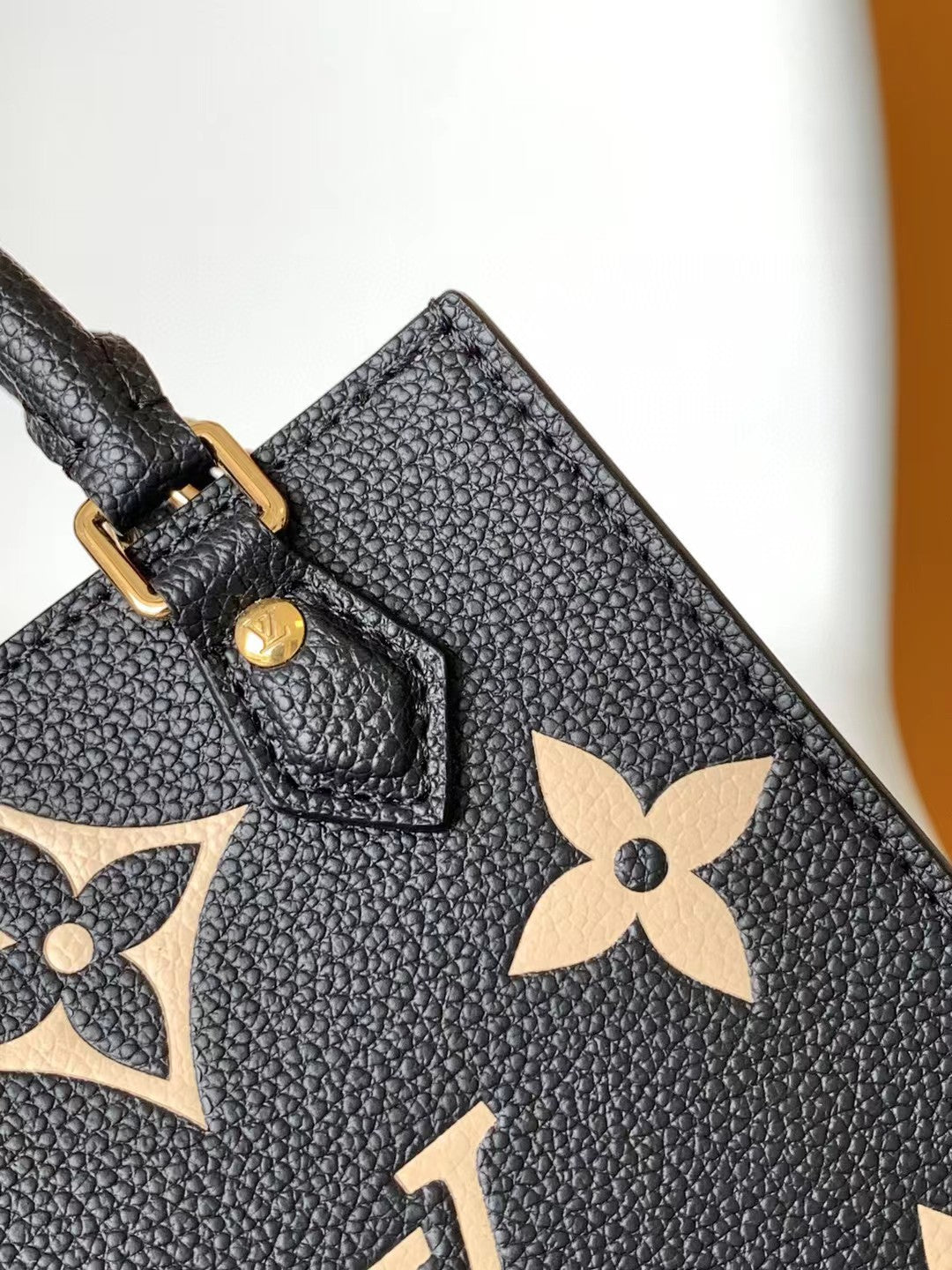 Louis Vuitton Petit Sac Plat Monogram Empreinte Leather Crossbody Bag Black/Beige