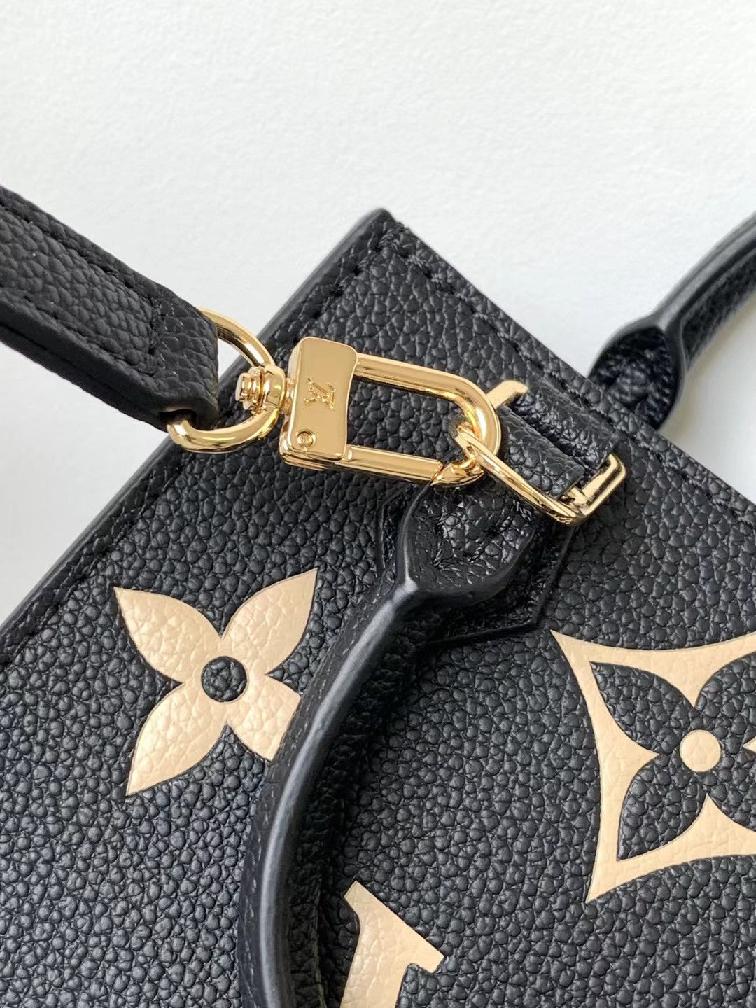 Louis Vuitton Petit Sac Plat Monogram Empreinte Leather Crossbody Bag Black/Beige