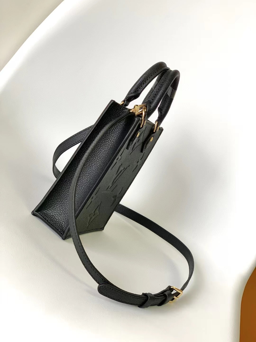 Louis Vuitton Petit Sac Plat Monogram Empreinte Leather Crossbody Bag - Black