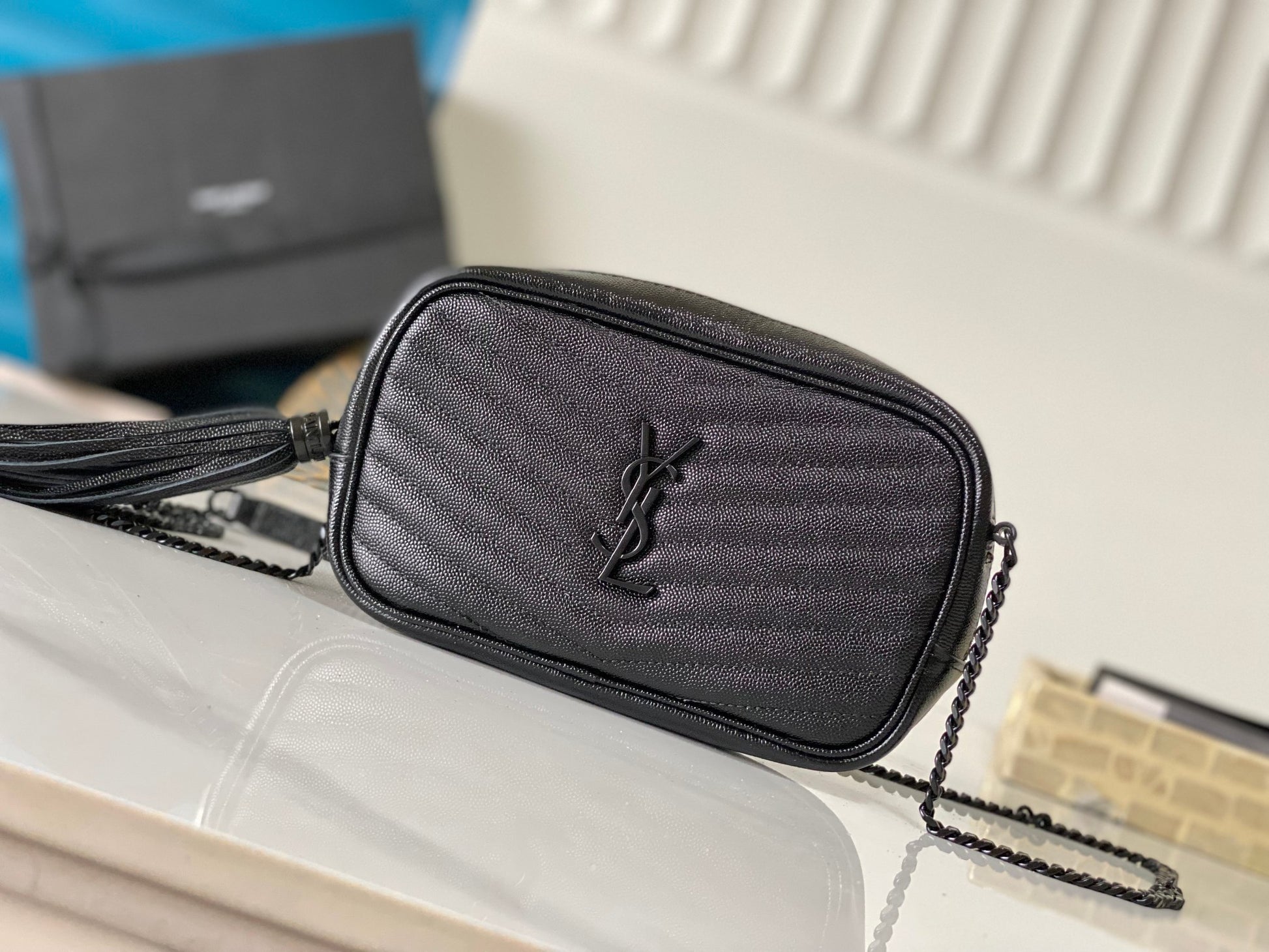 Saint Laurent Lou Camera Bag in Quilted Leather - Black