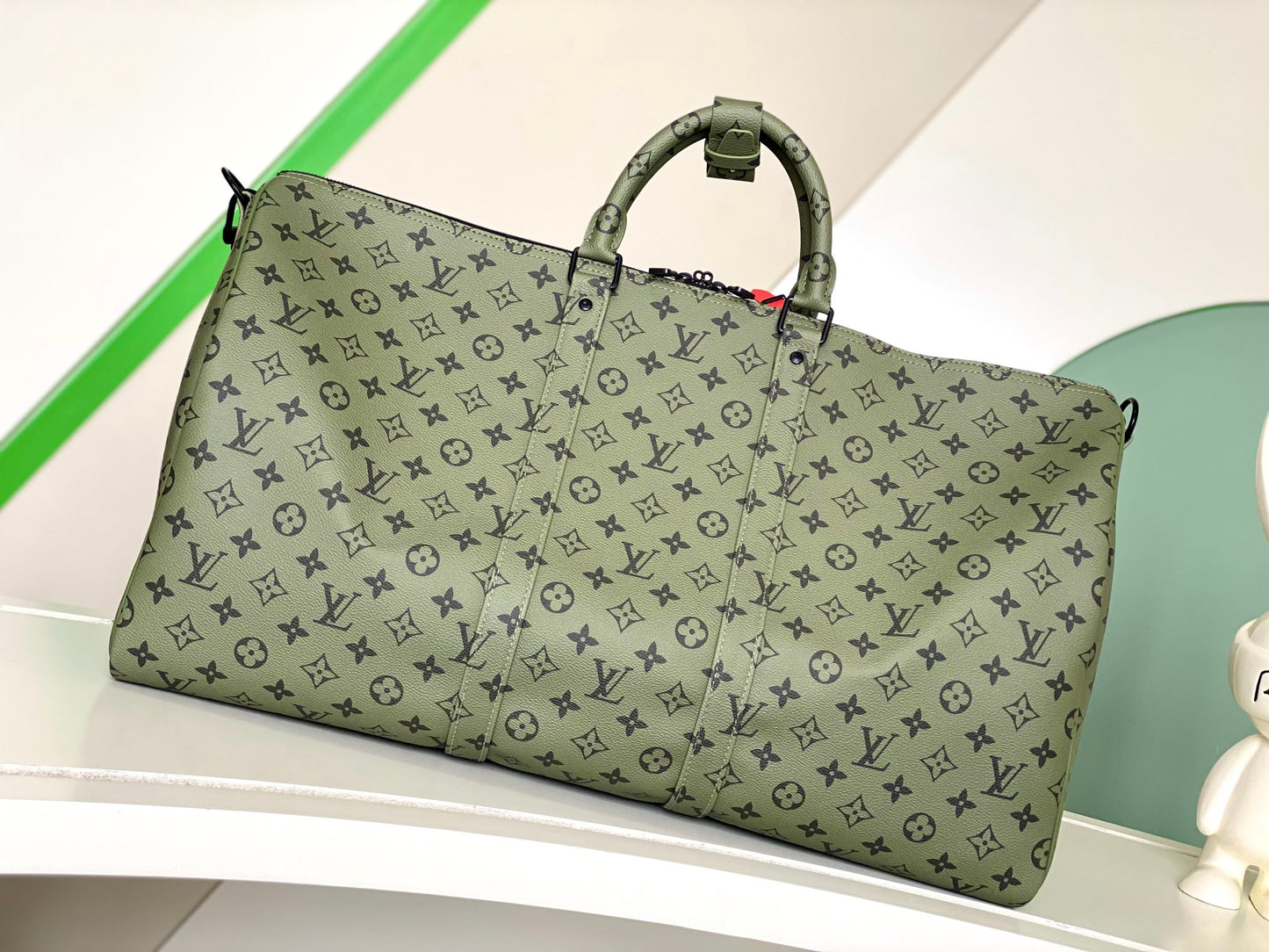 Louis Vuitton Keepall Bandoulière 50 Olive Green Monogram Canvas Duffle Bag