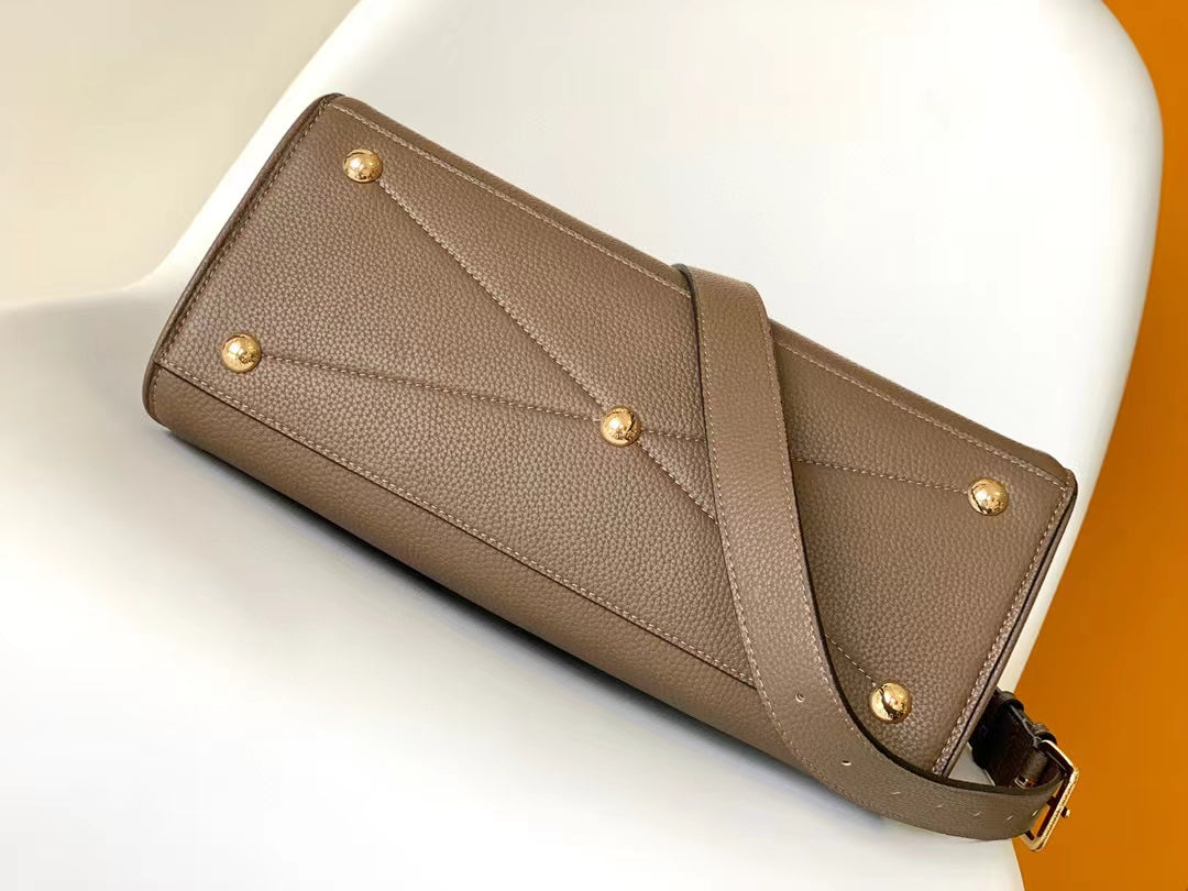 Michael Kors Women's Signature Logo Belted Satchel Bag - Brown/Gold
