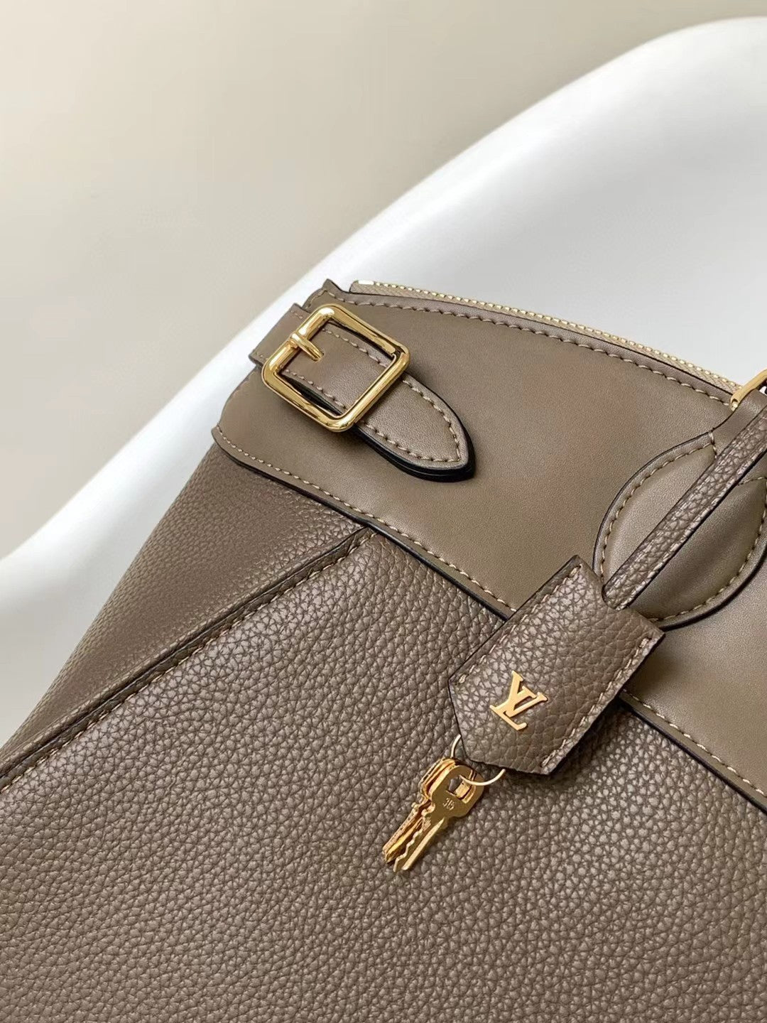 Michael Kors Women's Signature Logo Belted Satchel Bag - Brown/Gold