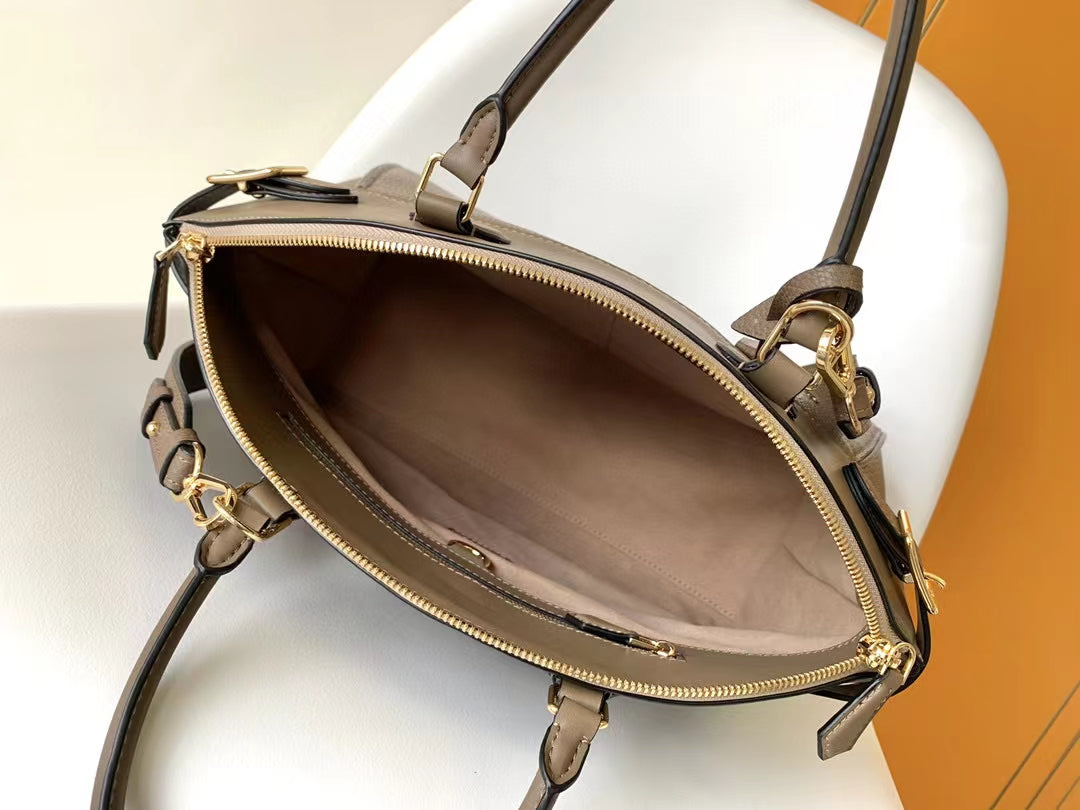 Michael Kors Women's Signature Logo Belted Satchel Bag - Brown/Gold