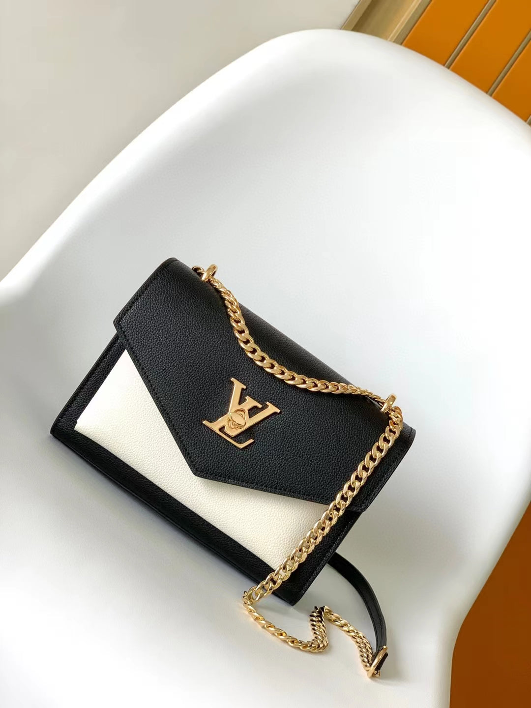 Louis Vuitton Lockme II BB Black & Cream Calfskin Shoulder Bag