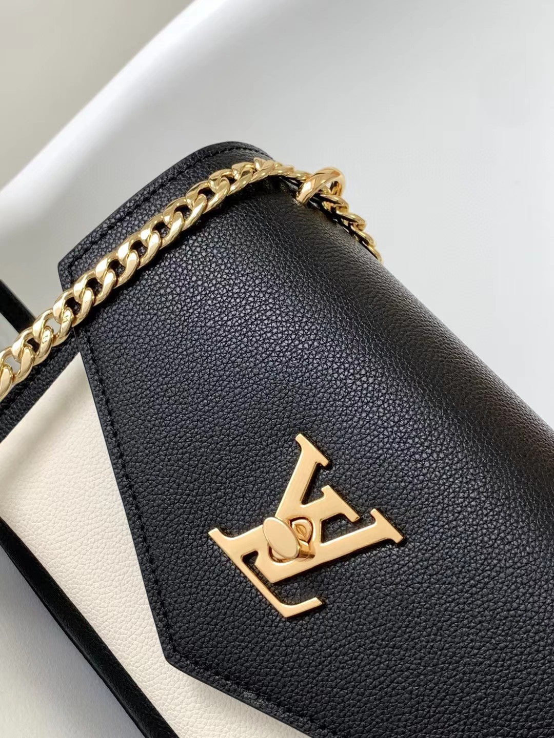 Louis Vuitton Lockme II BB Black & Cream Calfskin Shoulder Bag