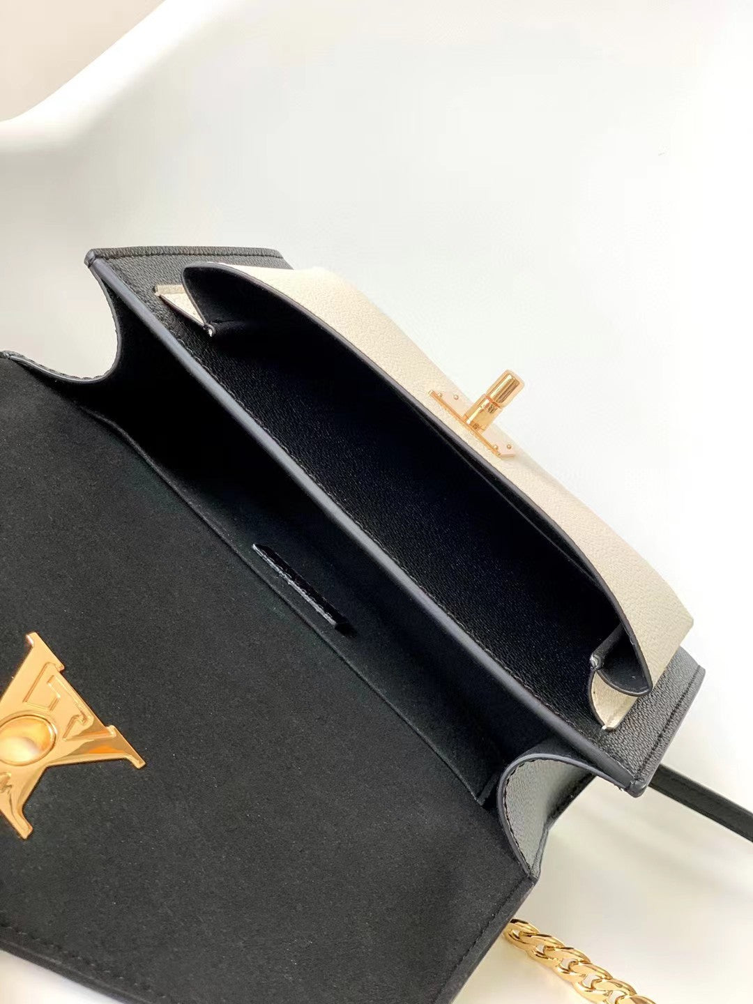 Louis Vuitton Lockme II BB Black & Cream Calfskin Shoulder Bag