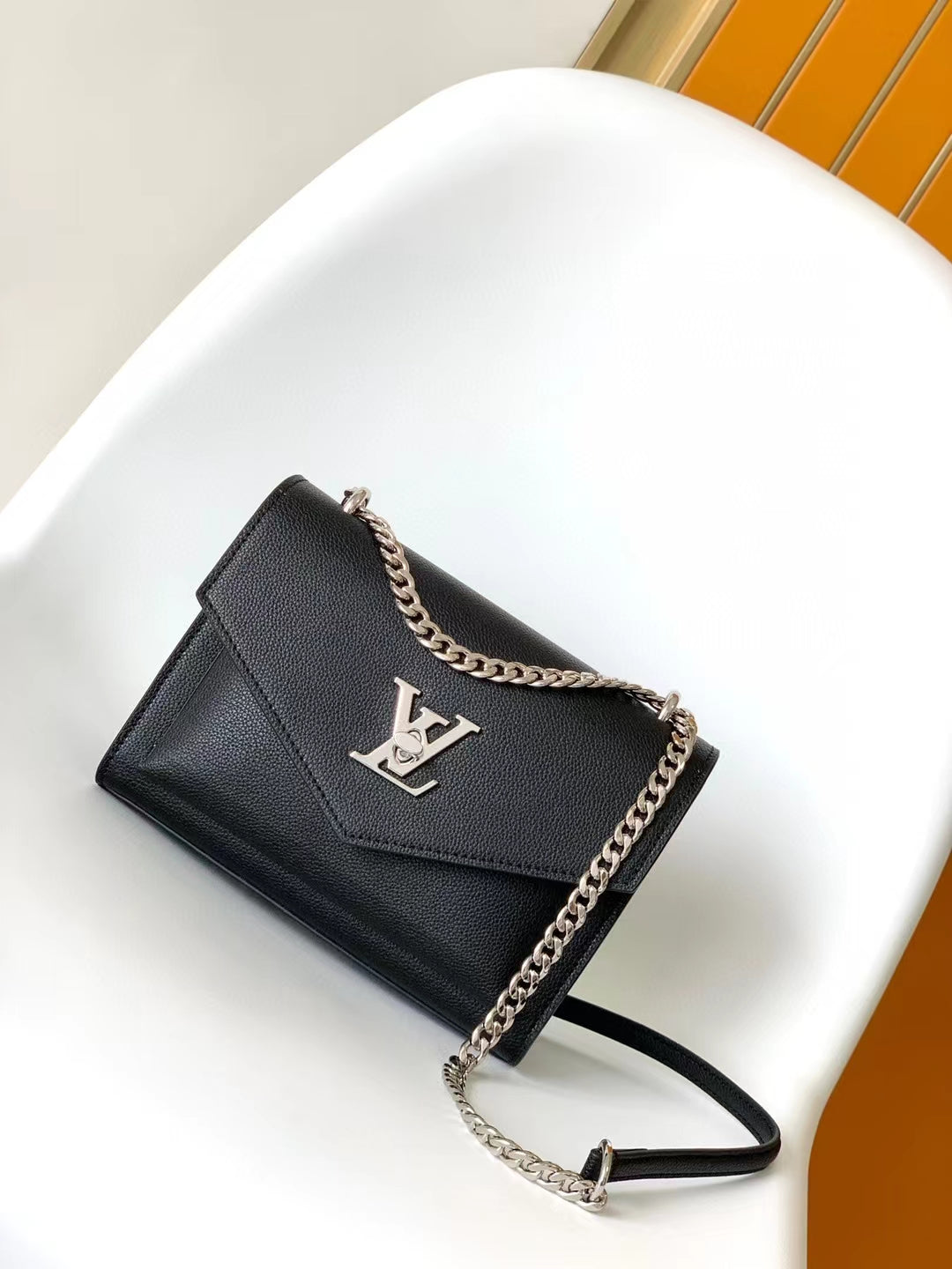 Louis Vuitton Mylockme Chain Bag - Black Grained Calfskin Leather