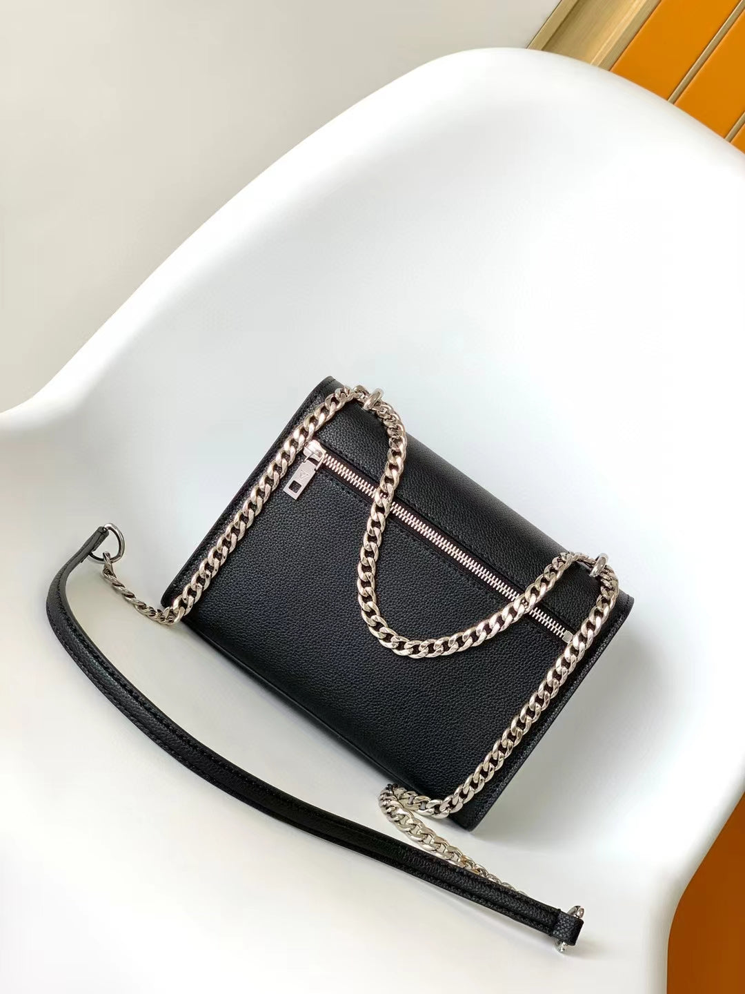 Louis Vuitton Mylockme Chain Bag - Black Grained Calfskin Leather