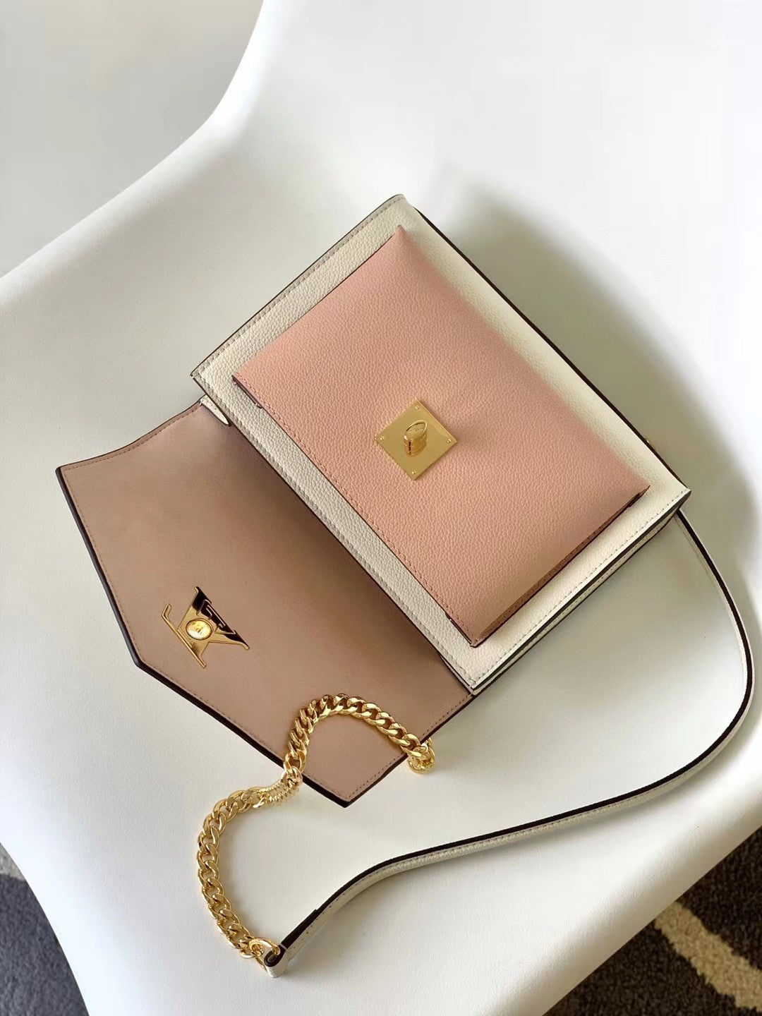 Louis Vuitton Vavin PM Shoulder Bag - Cream and Pink Leather