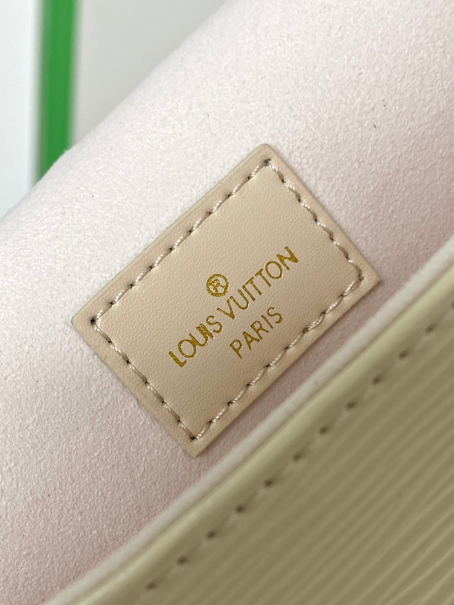 Louis Vuitton Elegant Pale Pink Leather Crossbody Saddle Bag with Gold Hardware