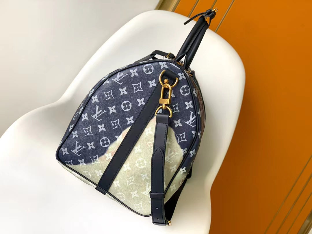 Louis Vuitton Keepall Bandoulière 50 Monogram Clouds Blue