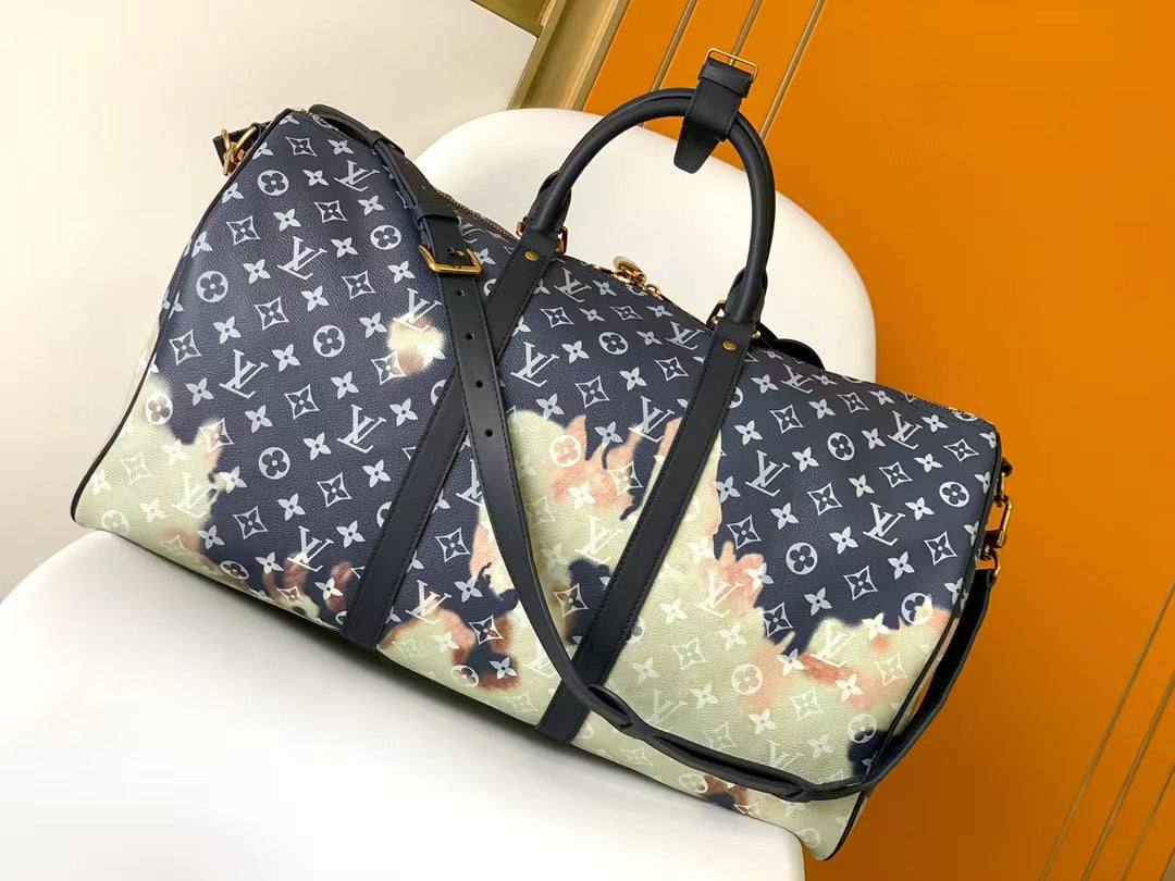 Louis Vuitton Keepall Bandoulière 50 Monogram Clouds Blue