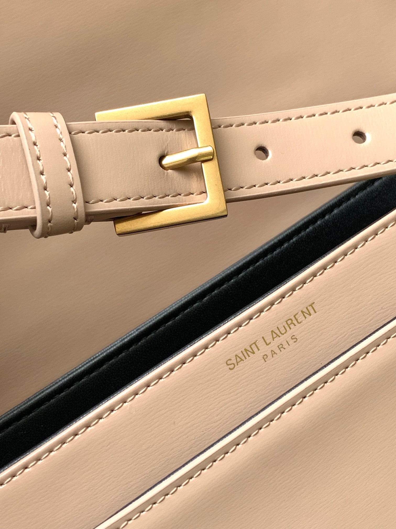 Saint Laurent Small Solferino Shoulder Bag in Smooth Leather - Beige