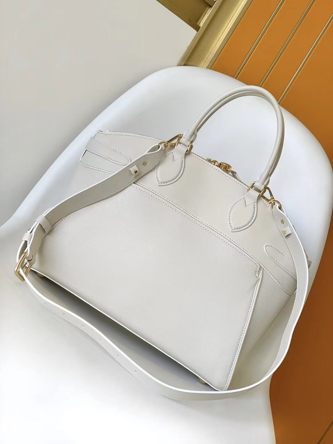 Furla Piper Medium Dome Bag - Beige Textured Leather Satchel