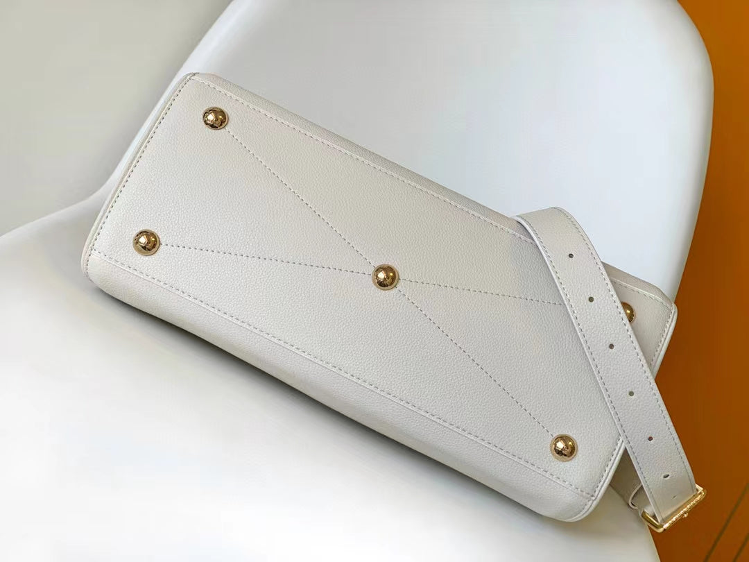 Furla Piper Medium Dome Bag - Beige Textured Leather Satchel