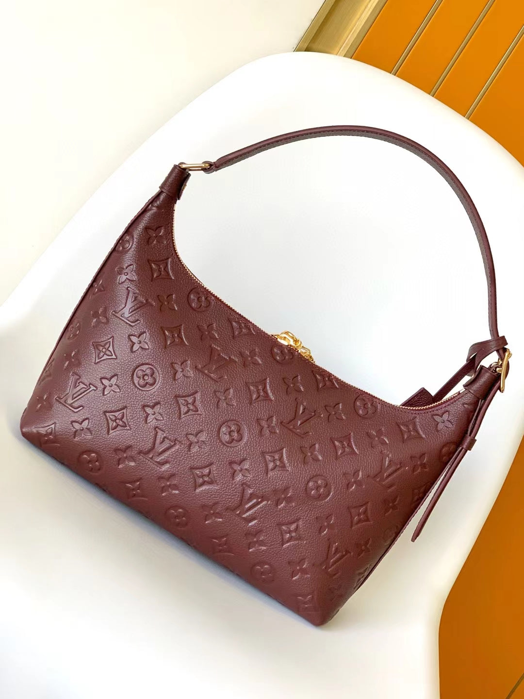 Louis Vuitton Monogram Empreinte Leather Hobo Shoulder Bag - Burgundy