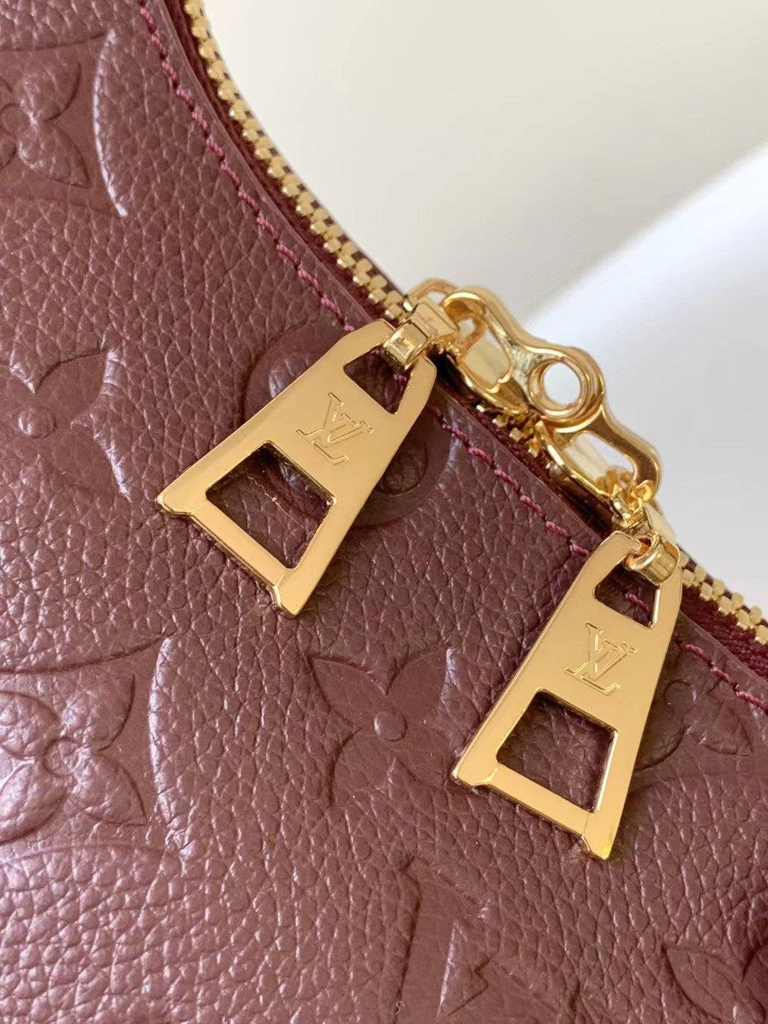 Louis Vuitton Monogram Empreinte Leather Hobo Shoulder Bag - Burgundy