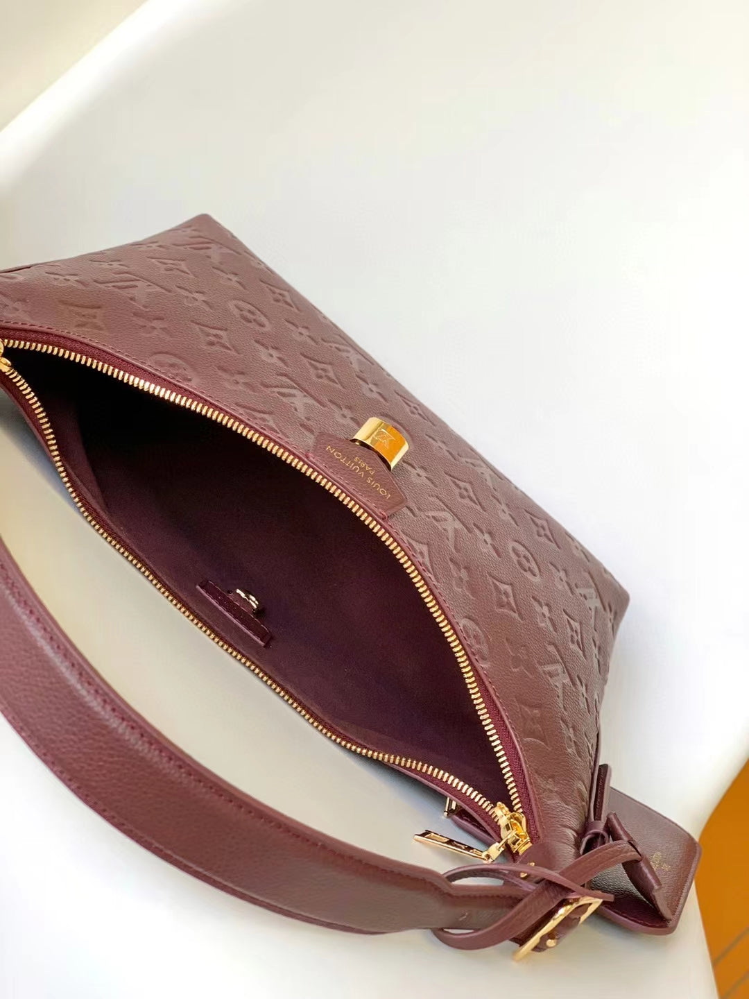 Louis Vuitton Monogram Empreinte Leather Hobo Shoulder Bag - Burgundy