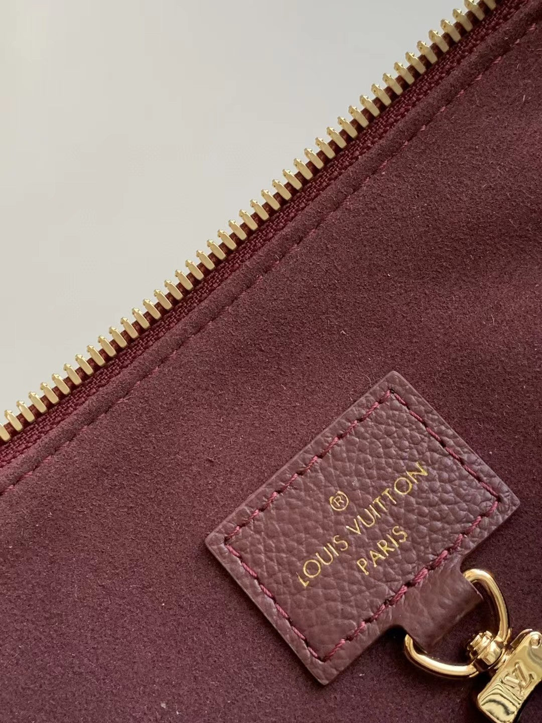 Louis Vuitton Burgundy Embossed Leather Hobo Shoulder Bag with Gold Hardware