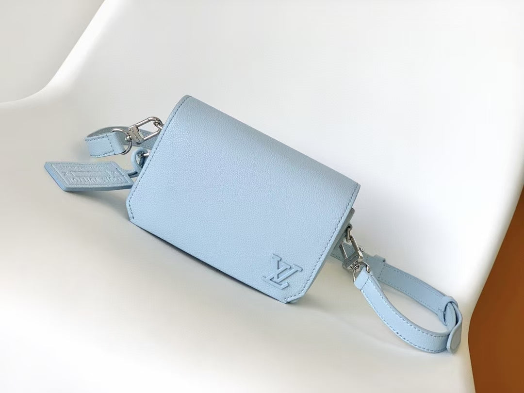Louis Vuitton Gaston Wearable Wallet Light Blue Taurillon Leather Crossbody Bag
