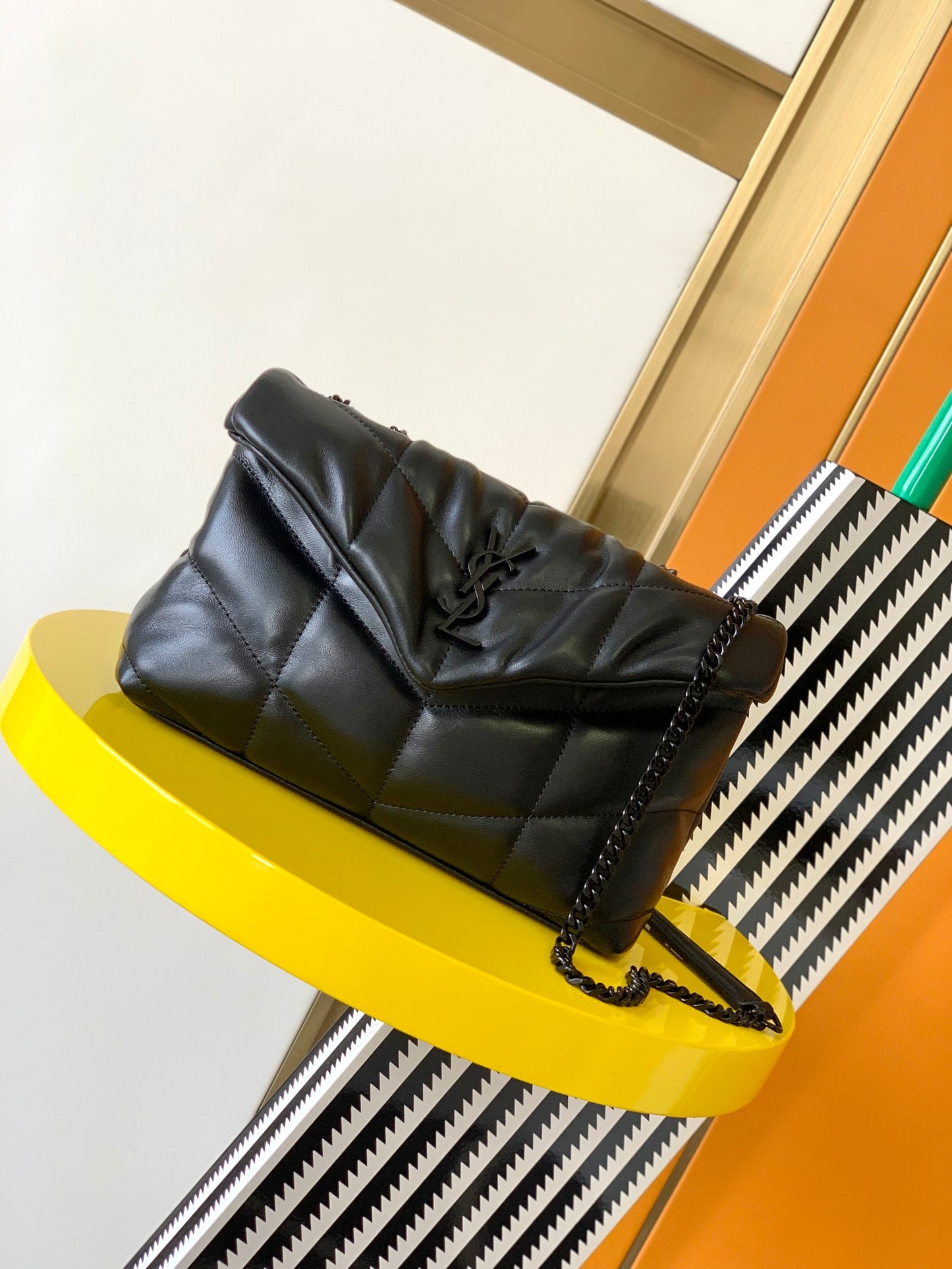 Saint Laurent Loulou Puffer Small Bag in Quilted Lambskin - Black
