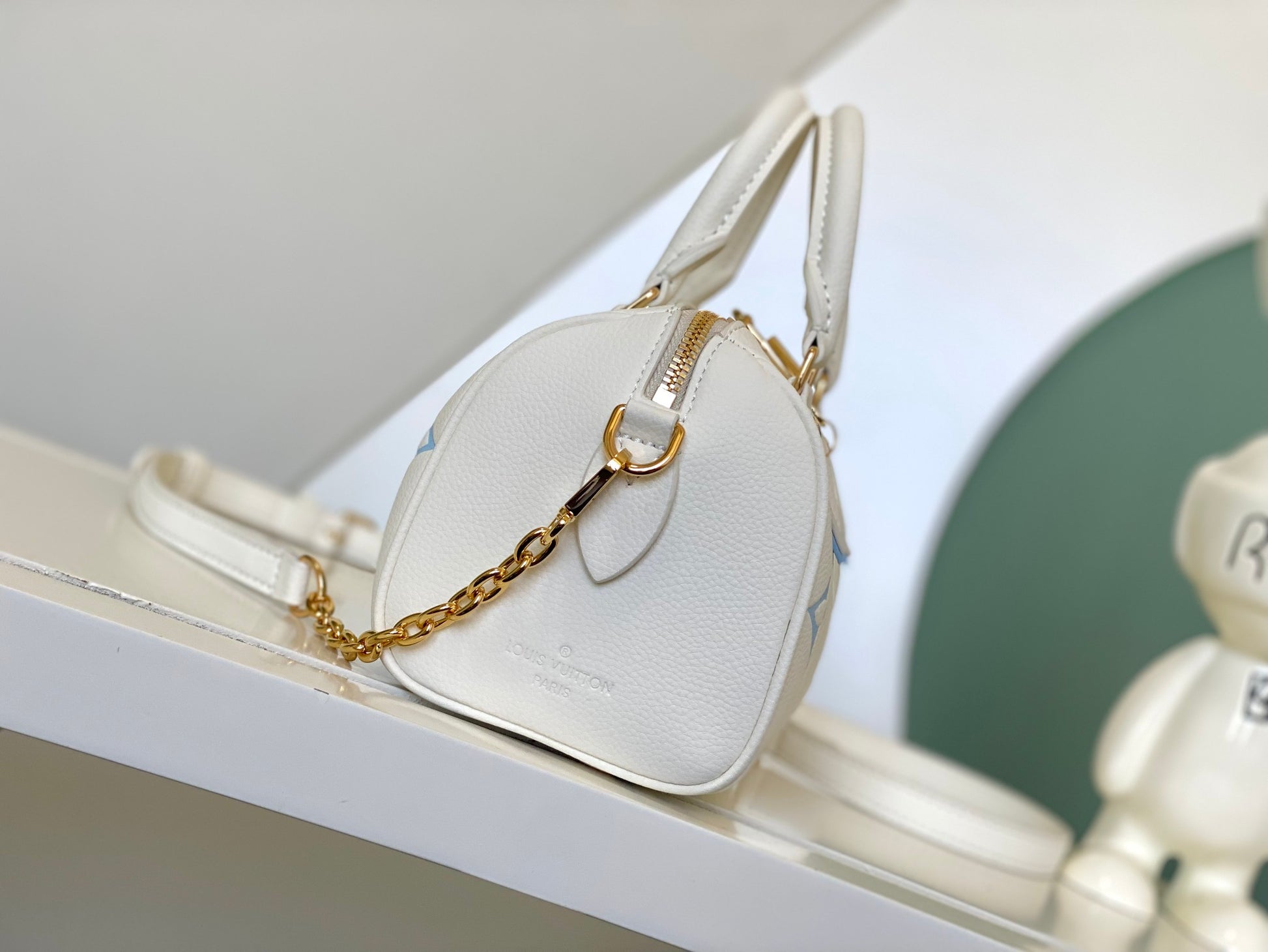 Louis Vuitton Nano Speedy Monogram Empreinte Leather Cream/Blue