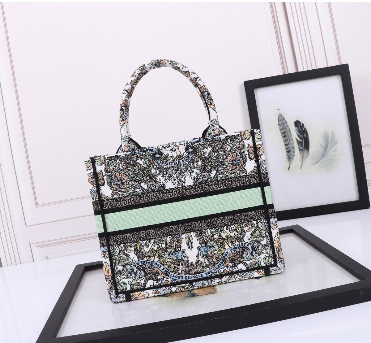 Christian Dior Book Tote Medium - Multi-Color Embroidered Canvas Bag