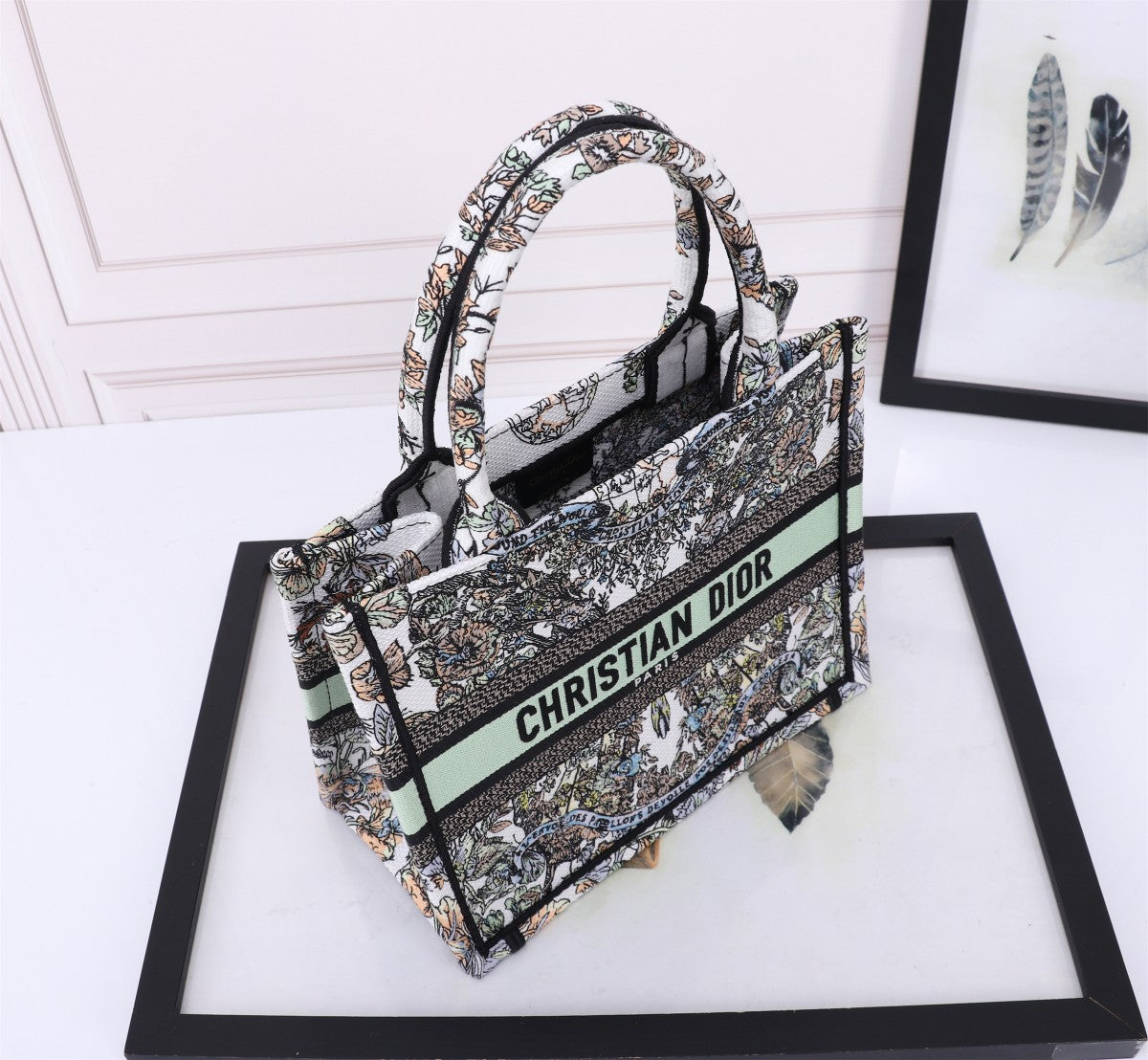 Dior Vintage Floral Embroidered Canvas Tote Bag Luxury Handbag