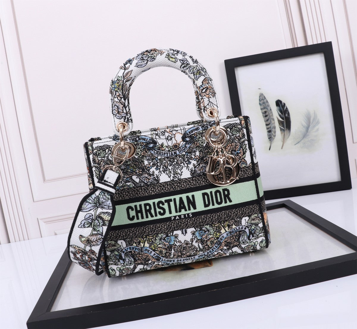 Christian Dior Lady D-Lite Bag with Multicolor Butterfly Embroidery