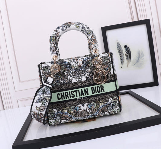 Christian Dior Lady D-Lite Bag with Multicolor Butterfly Embroidery