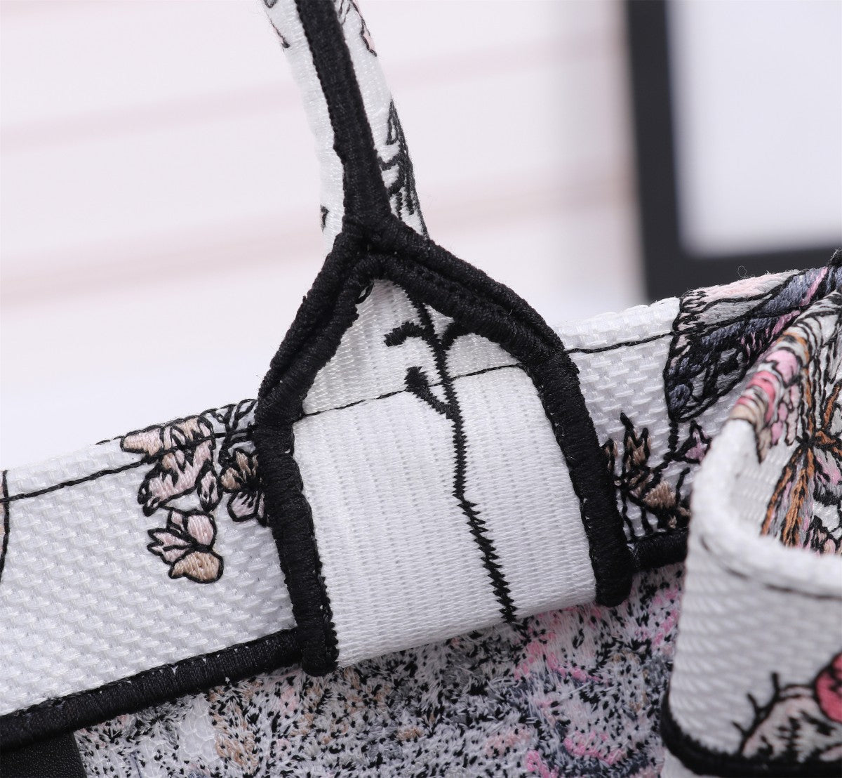 Dior Vintage Floral Jacquard Canvas Tote Bag with Top Handles