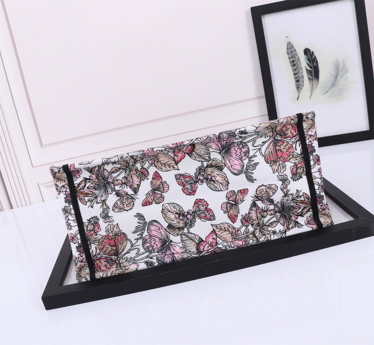 Christian Dior Book Tote Pink Patterned Canvas Embroidered Handbag