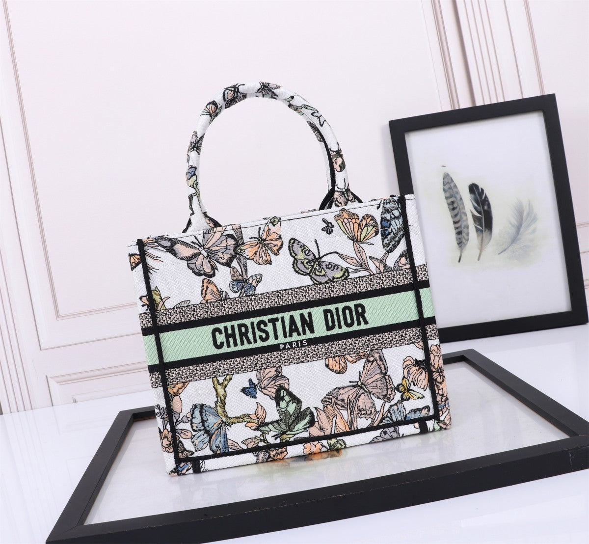 Christian Dior Butterfly Embroidered Book Tote Bag