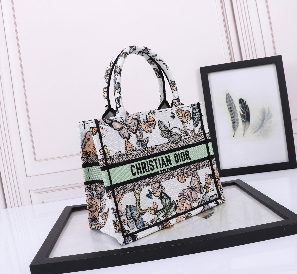 Christian Dior Butterfly Embroidered Book Tote Bag