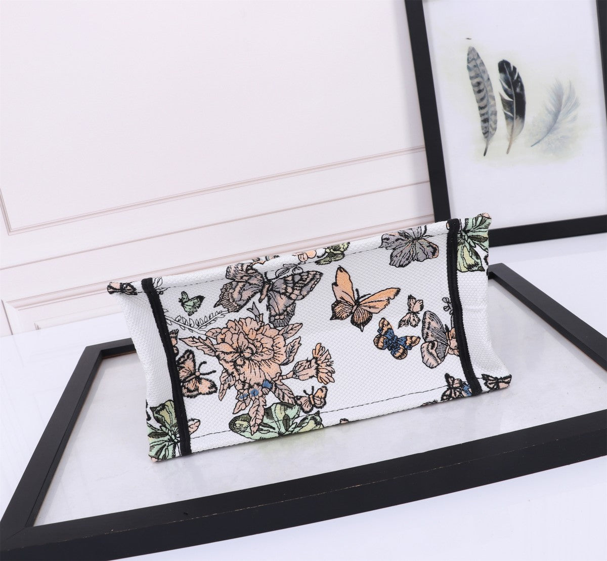 Christian Dior Butterfly Embroidered Book Tote Bag