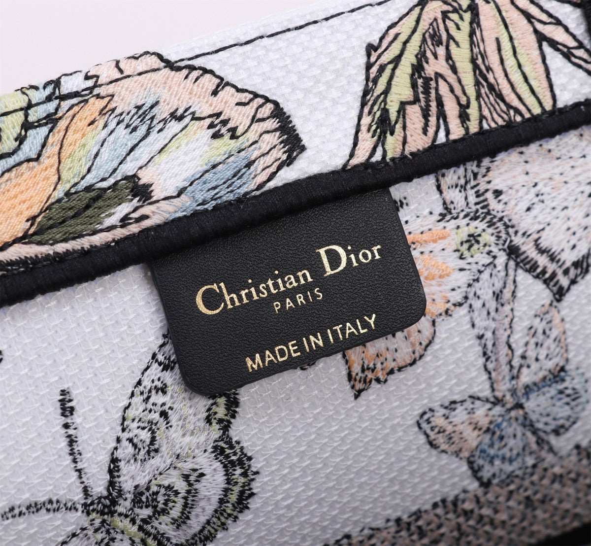 Christian Dior Medium Book Tote - White Canvas with Butterfly Embroidery
