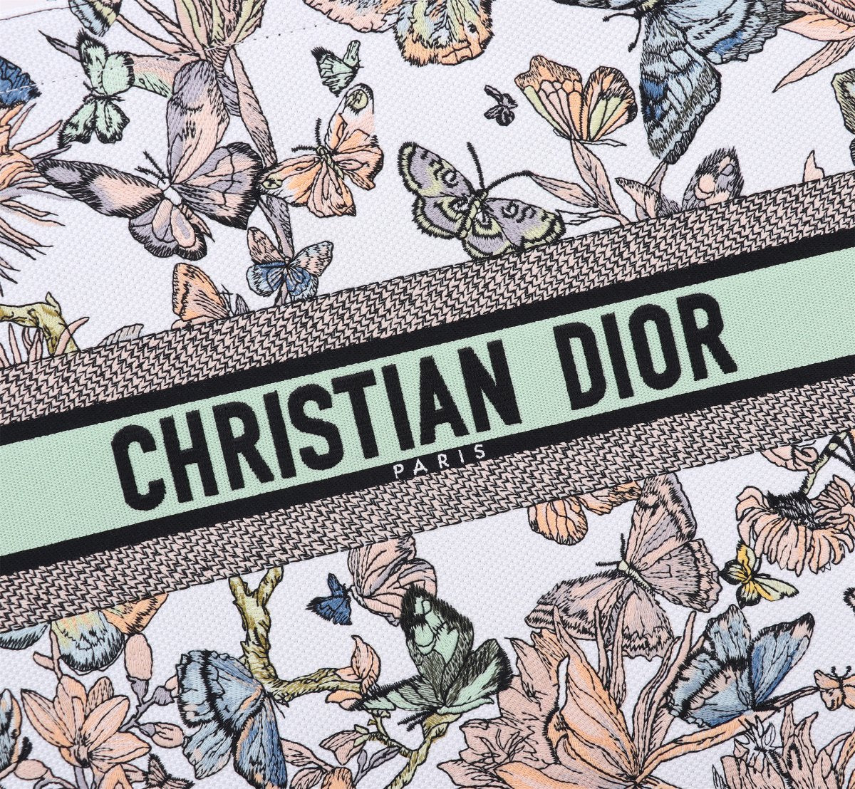 Christian Dior Book Tote Butterfly Floral Embroidery Handbag