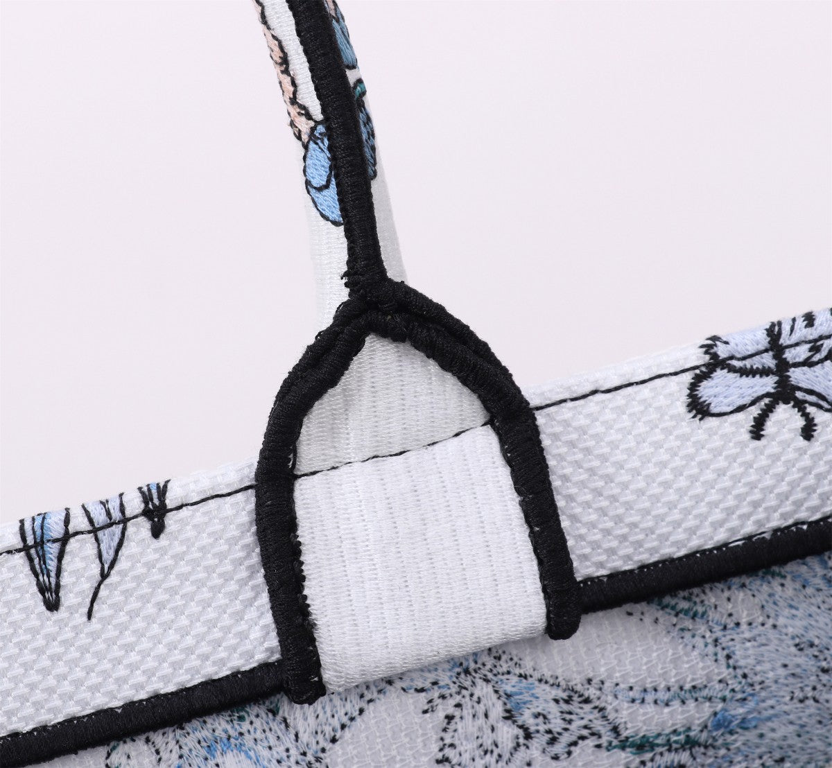 Christian Dior Book Tote with Blue Butterfly Embroidery