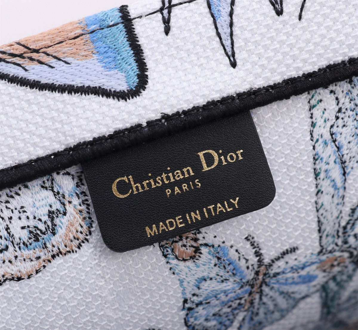 Christian Dior Blue Butterfly Embroidered Book Tote Bag