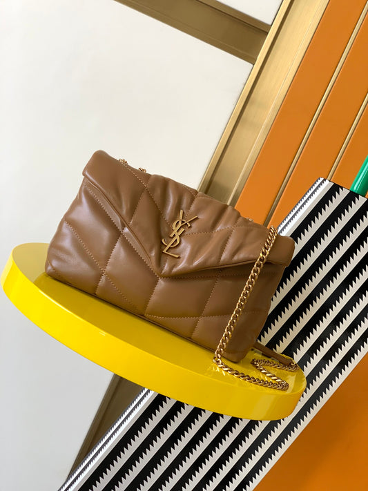 Saint Laurent Loulou Puffer Small Quilted Leather Shoulder Bag - Brown