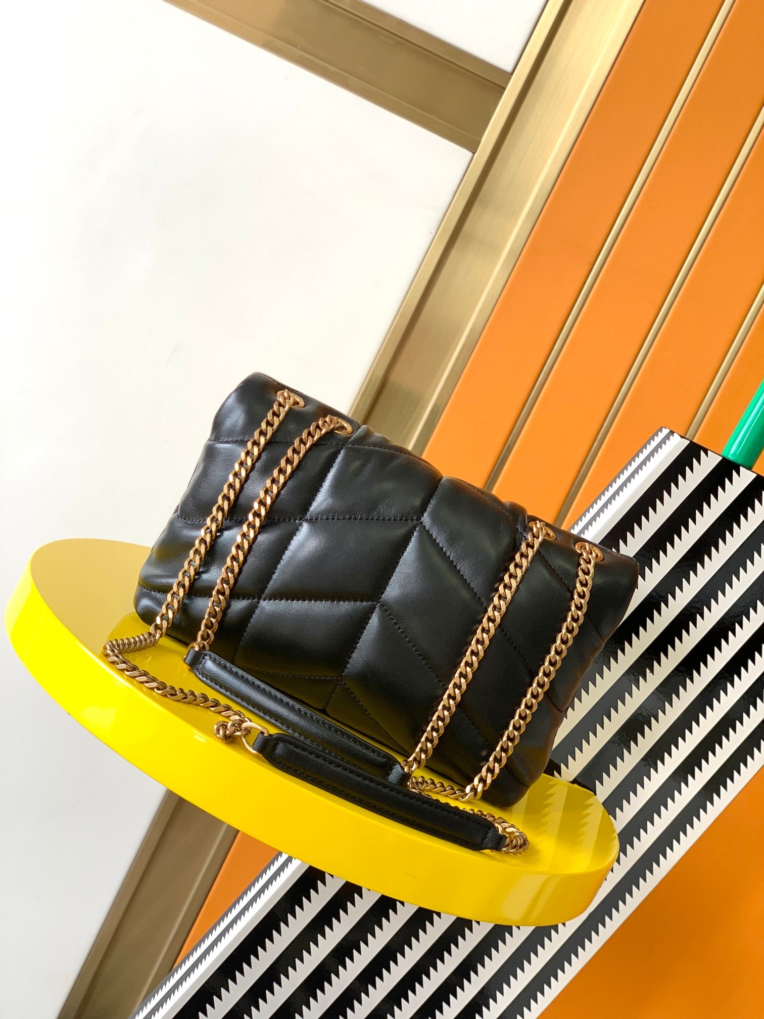 Saint Laurent Loulou Small Puffer Shoulder Bag in Quilted Leather - Black